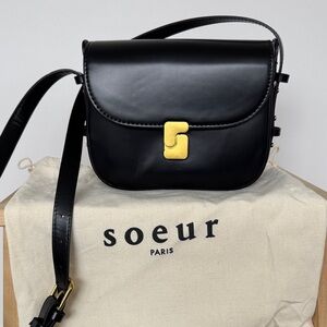 Soeur Paris Black Leather Crossbody Bag with Gold Hardware